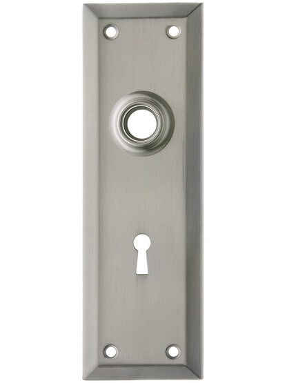 Stamped Brass New York Back Plate With Keyhole in Satin Nickel.